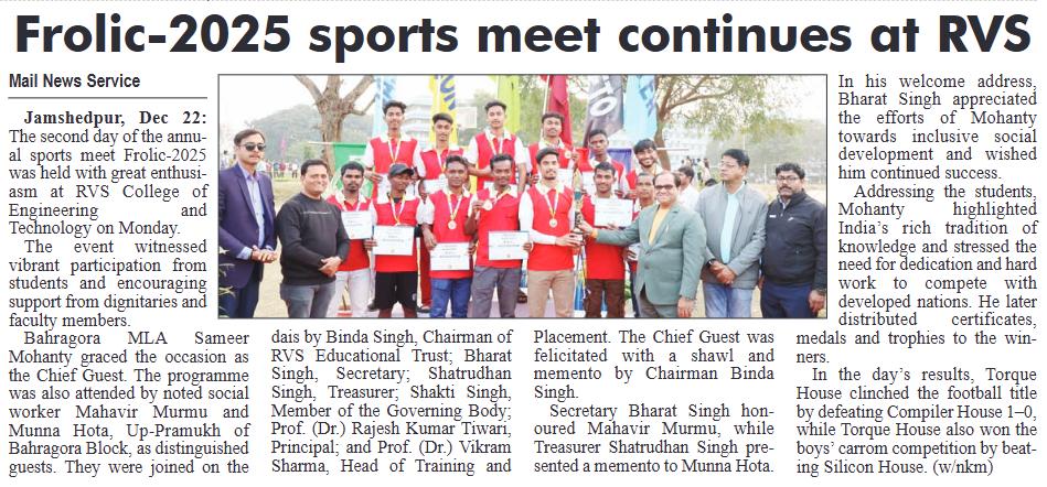 RVS College of Engineering Sports Meet – Day Two